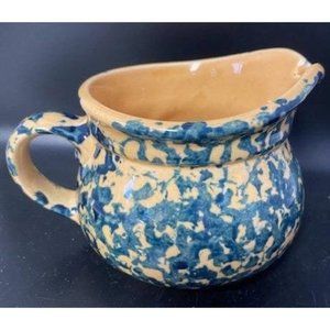 Pfaltzgraff Gravy Pitcher America #436 Vintage Ceramic Blue Beige SIgned